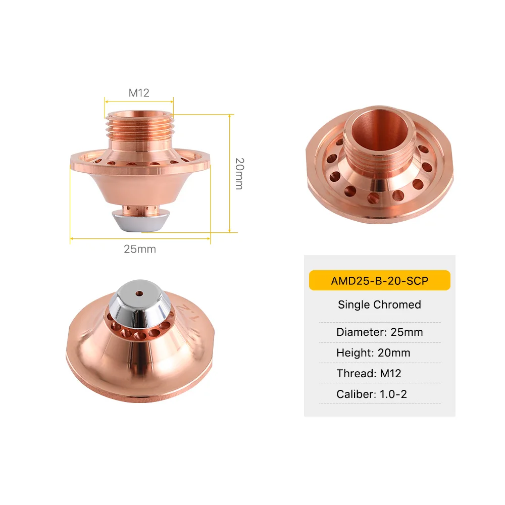 Cloudray Nozzles Single/Double Layer Chrome-plated Fiber Cutting Nozzles