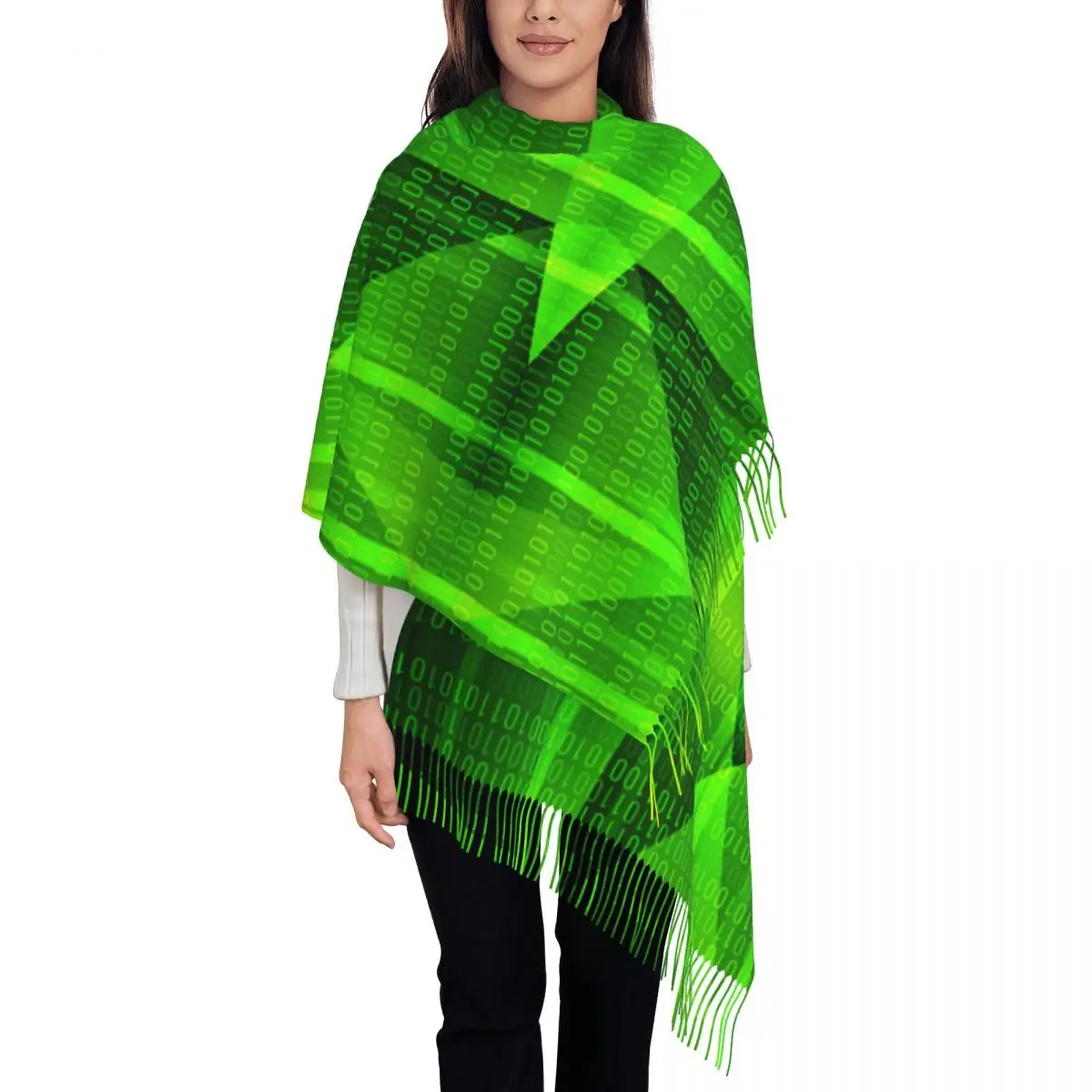 Scialle di Pashmina da donna con codice verde avvolge la sciarpa con frange sciarpa lunga e grande