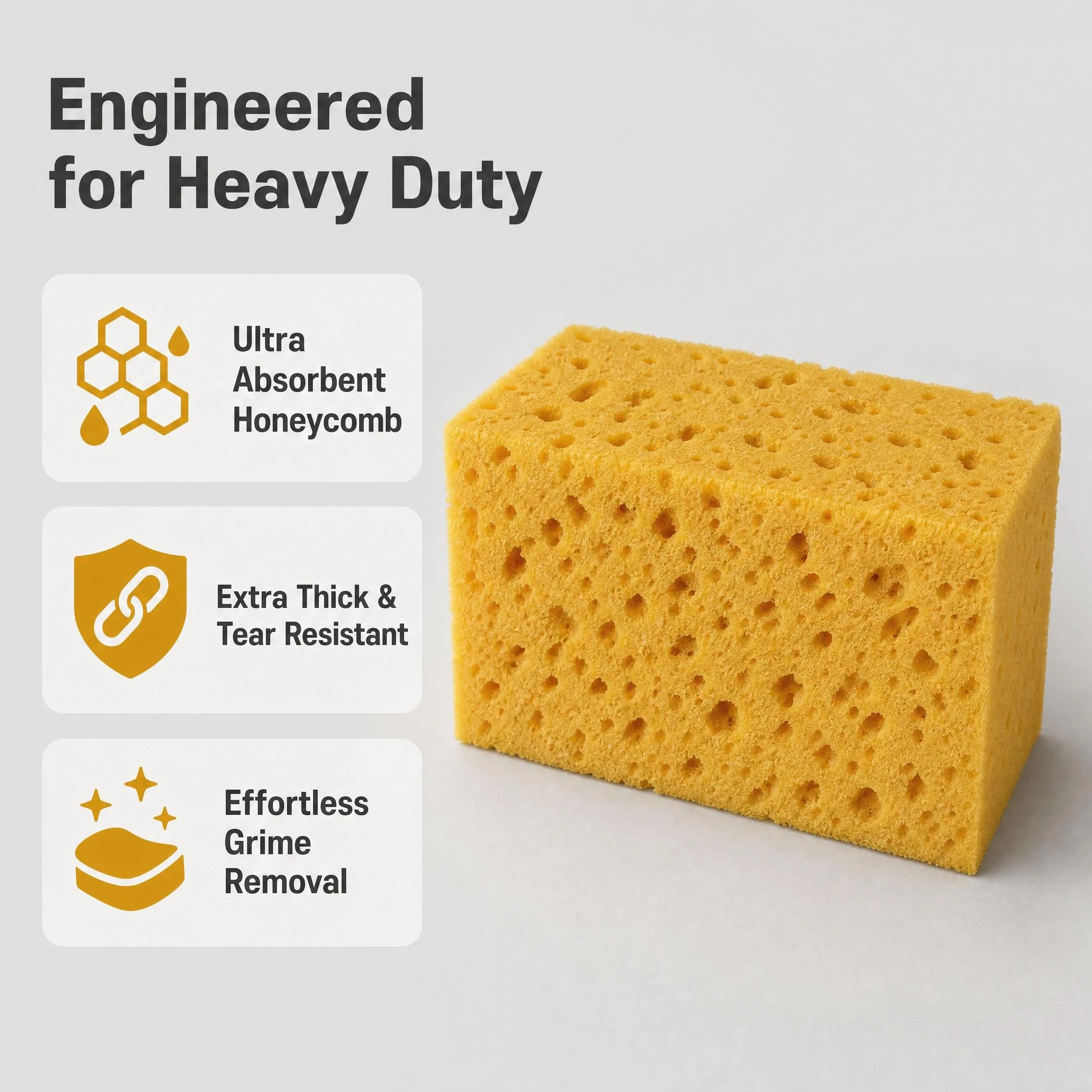 1 honeycomb porous thick cleaning sponge, highly absorbent for kitchen, car wash, and bathroom, thickened and enlarged