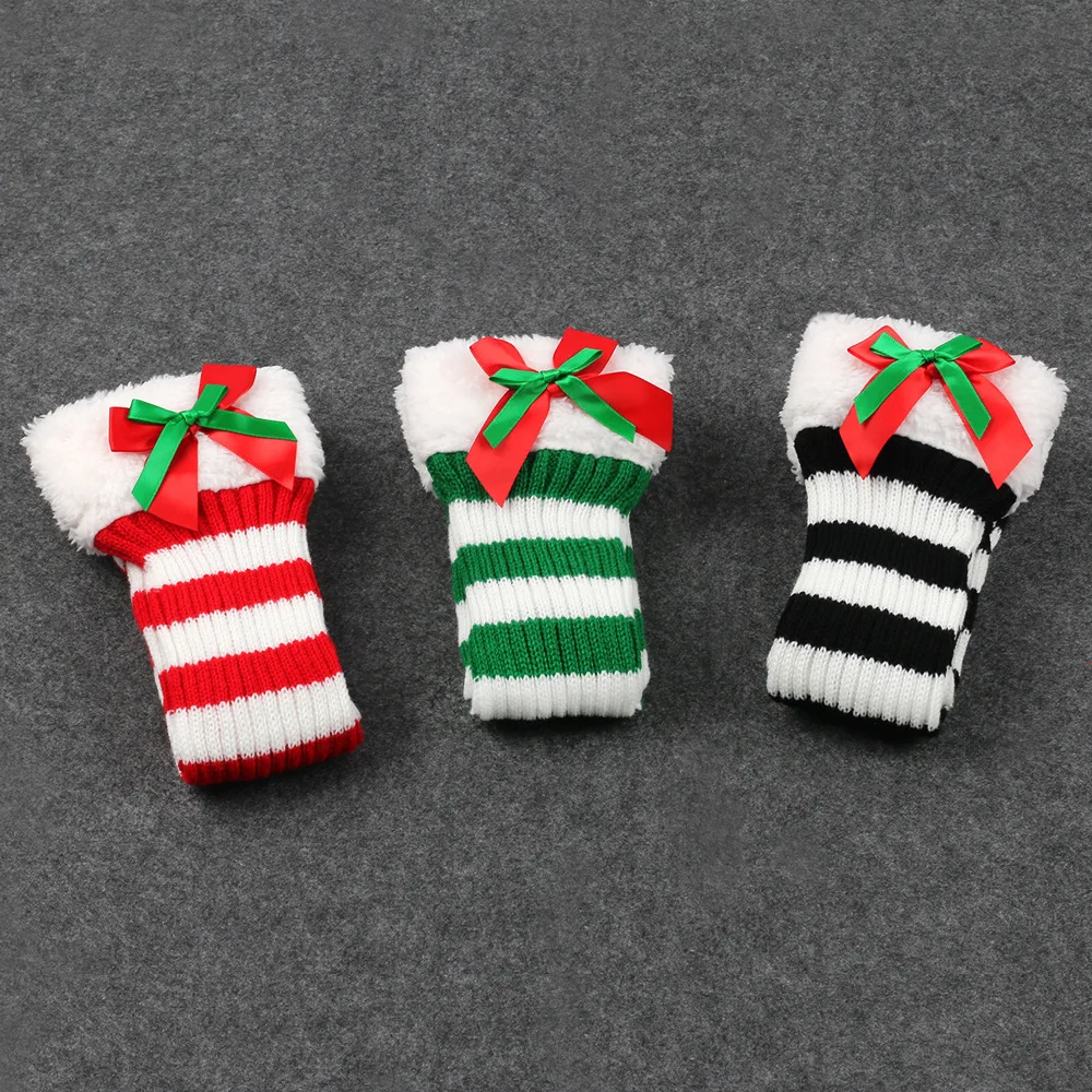 النساء الرجال عيد الميلاد عيد الميلاد السنة الجديدة متماسكة الجوارب الطويلة القوس شريط الركبة كم الشتاء اكسسوارات الكبار لطيف هدية الكريسماس