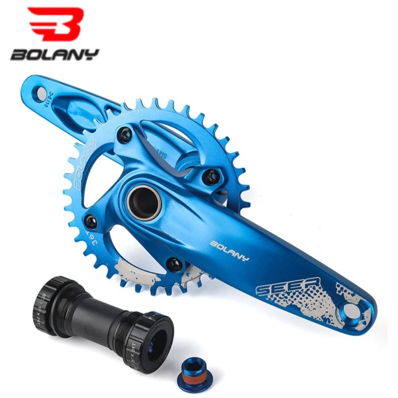 Bolany MTB Hollow Integrated Crankset with8-12Speed 36T Positive & Negative Tooth Chainring, Integrated Crank for MTB&Road Bikes