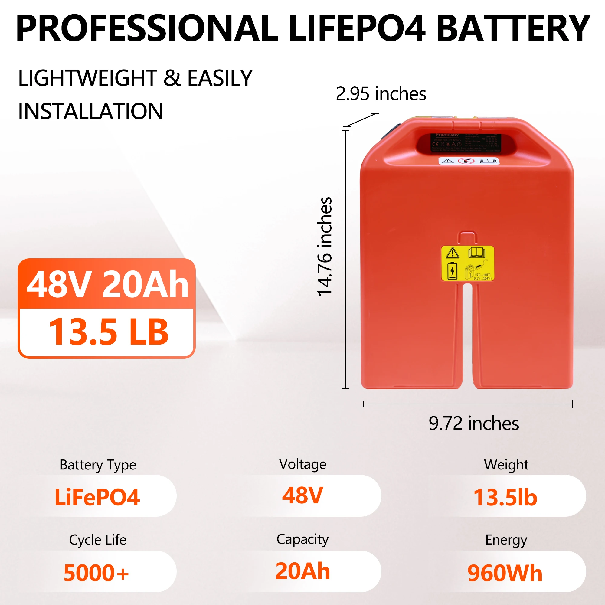48 V 20 A LiFePO4-Lithiumbatterie für Elektro-Gabelstapler NOBLELIFT PTE20N Old Mode mit 4 Löchern