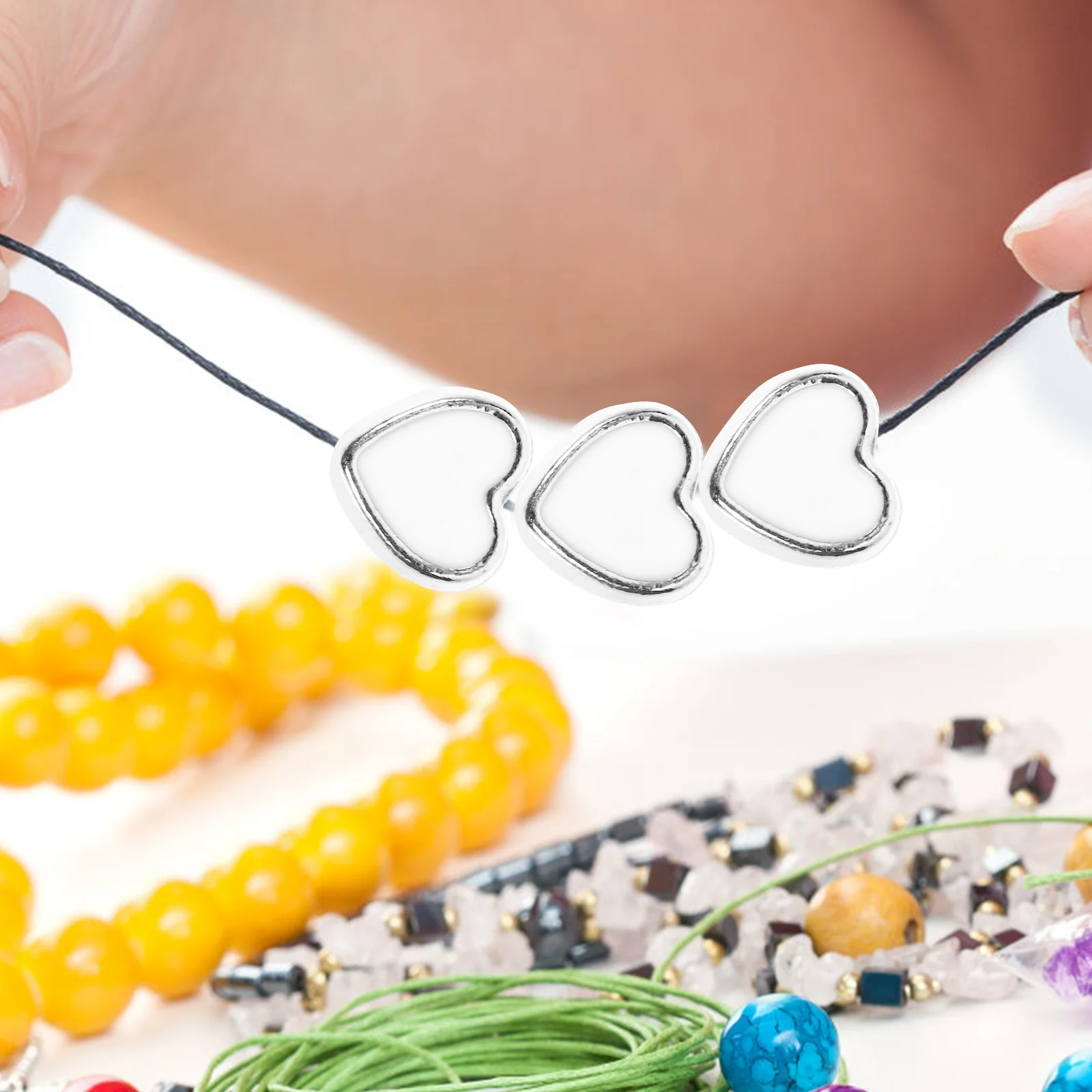 

100pcs Heart Shape Spacer Beads Jewelry Making Diy Accessories Bracelet Necklace Craft Beads Alloy Wear-Resistant Durable For