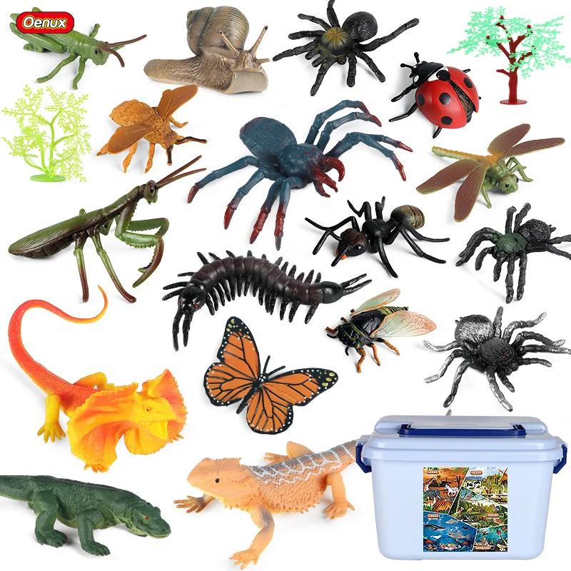 Insect Animals Playset Brinquedo Butterfly Mantis Spider Snai Model Action Figures Figurine Miniature Educational Kids Toys