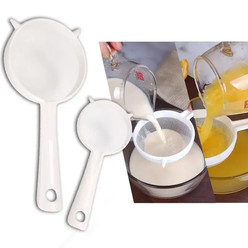 Soy Milk Filter Flour Colander Bird's Nest Spoon Strainers Handheld Plastic Screen Mesh Tea Leaf Strainer Flour Sieve Colander