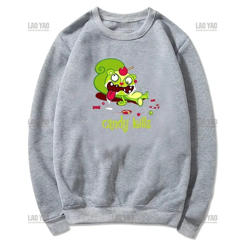 Happy Tree Friends Embrace Cartoon Sweatshirt Pullover Boy Girl Classic Animated Printed Hoodie Student Hoodies