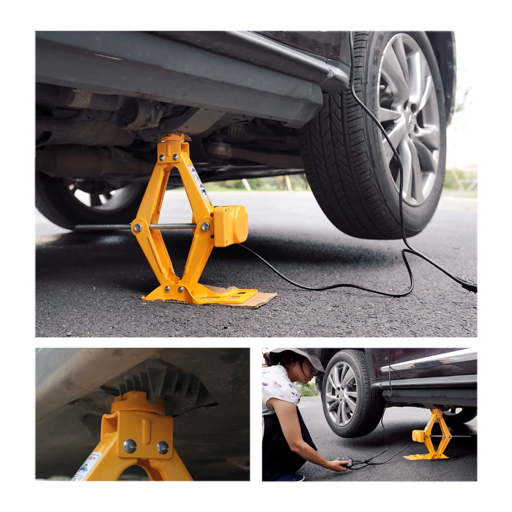 12V Car Electric Jack Portable Scissor Jacks Automatic Lifting 2Ton Machinisms Lift Jack Wheel Disassembly Replacement Aid Tools