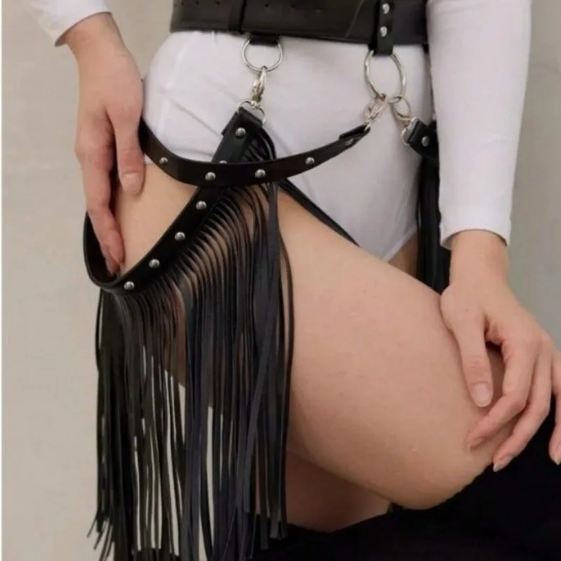 Gothic Punk New Original Punk Tassel Waist Chain Black Personality Hipster Belt Decoration Performance Belt Dance Accessories