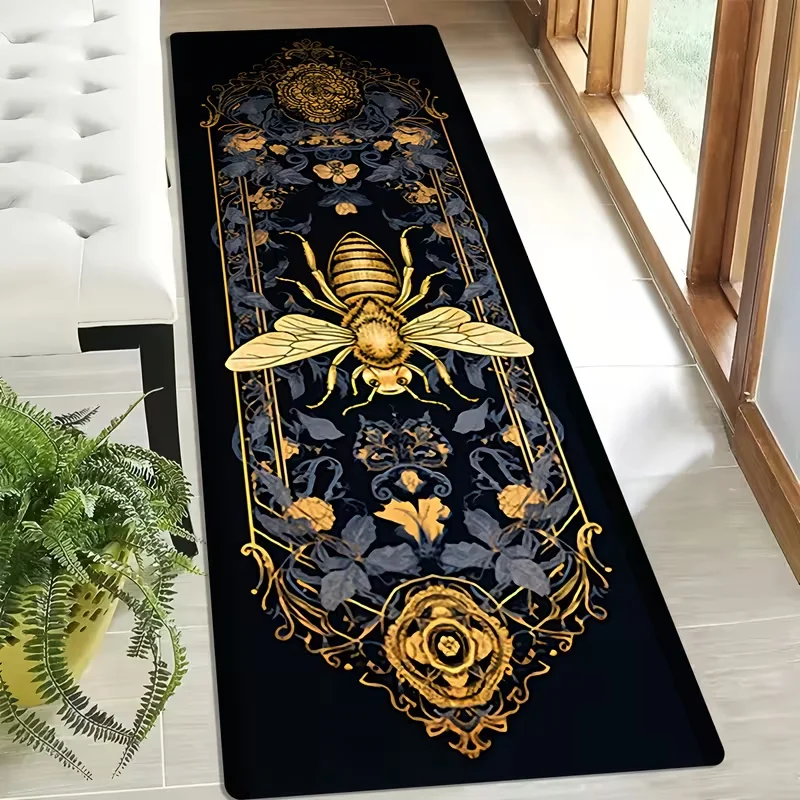 Long Aisle Carpet Floor Retro Bee Flower Floor Mat Anti Slip Home Decoration in Corridors Bedrooms Kitchens Home Decoration Mat