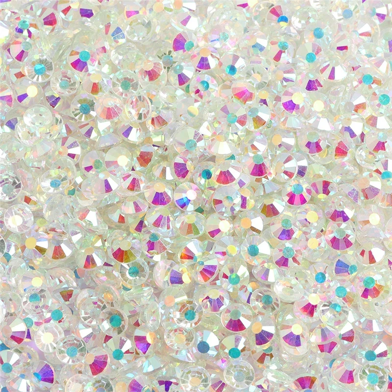 SS3-SS50 Clear Non Hotfix Flatback Rhinestones unfoiled Crystal AB Round 3D Nail Art Rhinestones Glitter Gems Decorations