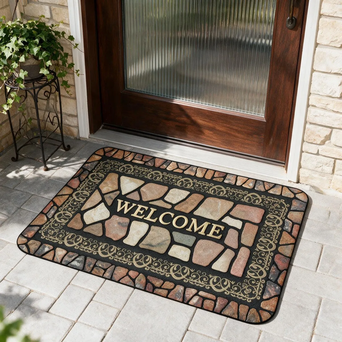 Diatom Mud Door Mat for Entryway, Absorbent, Thickened, Durable, Non-Slip Rubber Backing, Exquisite Printed Design