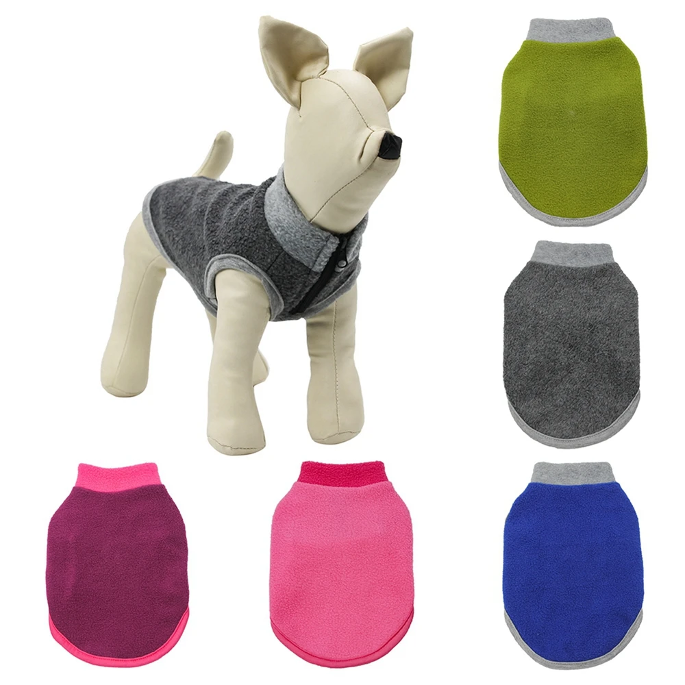 Warm Fleece Pet Vest Pet Dog T-shirt Pet Costume Dog Sleeveless Shirt Dog Clothes Stand Collar Zipper Fly Durable