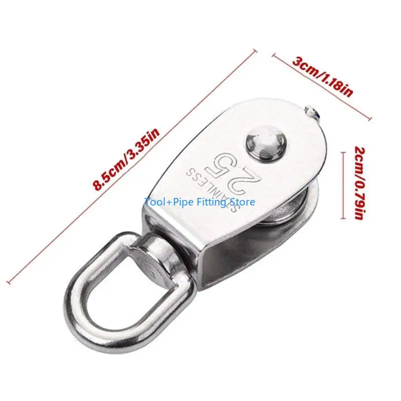 F92B 2PCS Thép không gỉ Nhiệm vụ hạng nặng đơn Bánh xe nâng dây nâng dây thừng ròng rọc