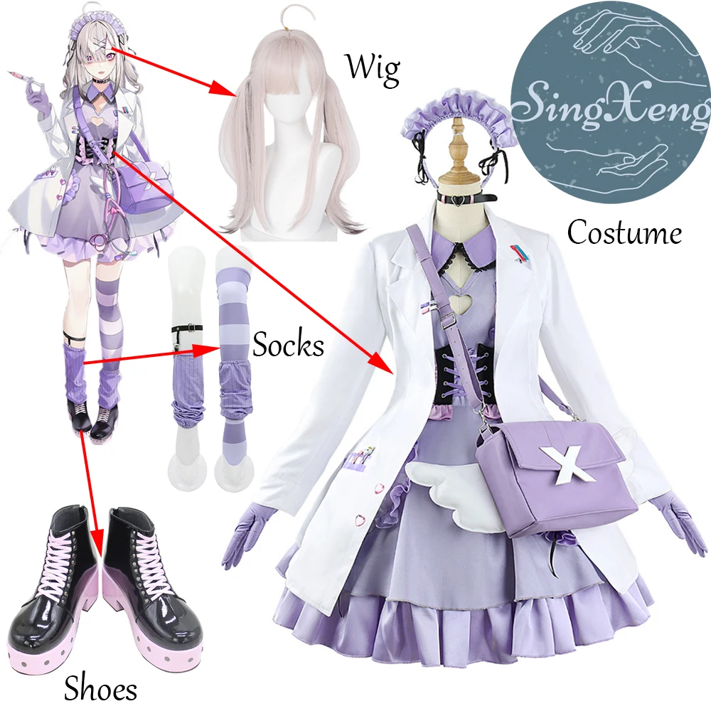 SingXeng Anime Youtuber Vtuber Nijisanji Sukoya Kana Cosplay Costume Nurse Uniform Sexy Maid Dress Suit Customize Halloween