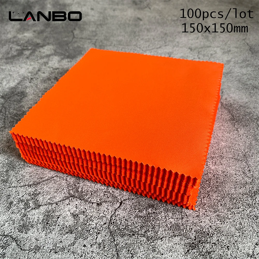 100 stücke 150x150 MM Orange Gläser Reiniger Mikrofaser-reinigungstuch Für Objektiv Telefon Bildschirm Reinigungstücher Brillen Zubehör – Detail 1