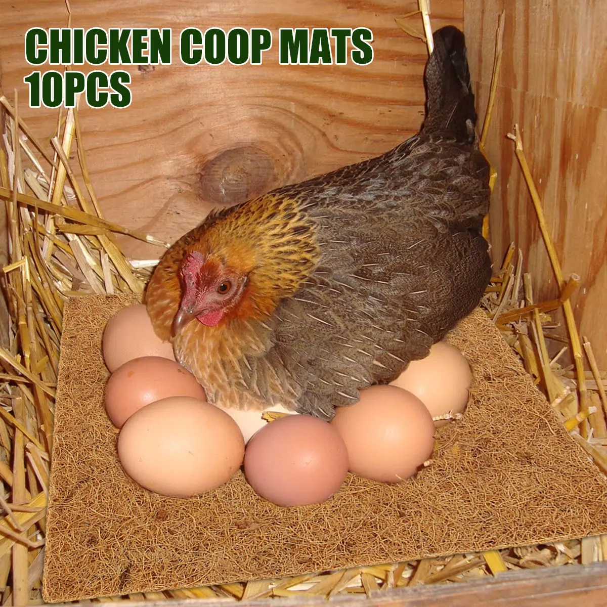 10Pcs Chicken Nesting Pads Reusable Hens Nest Bedding Mats Natural Coconut Palm Hens Nesting Pad 13 x 13 Inches Multifunctional