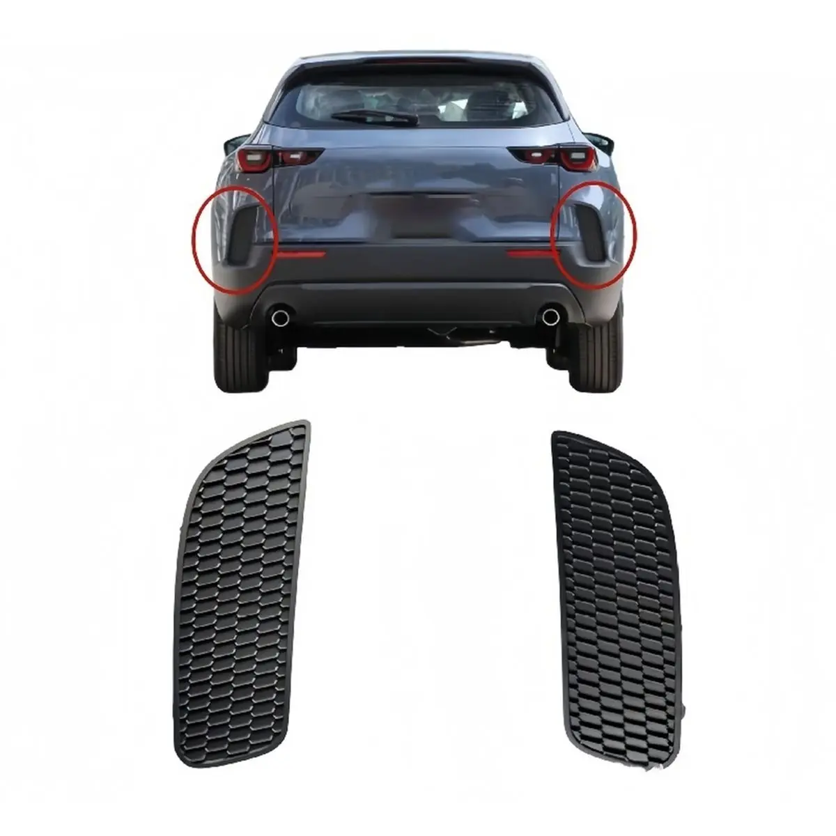 A60E-For Mazda CX-50/CX50 2022-2024 Rear Left/Right Bumper Air Vent Grille Fog Lamp Cover Intake Frame Replacement Parts Set