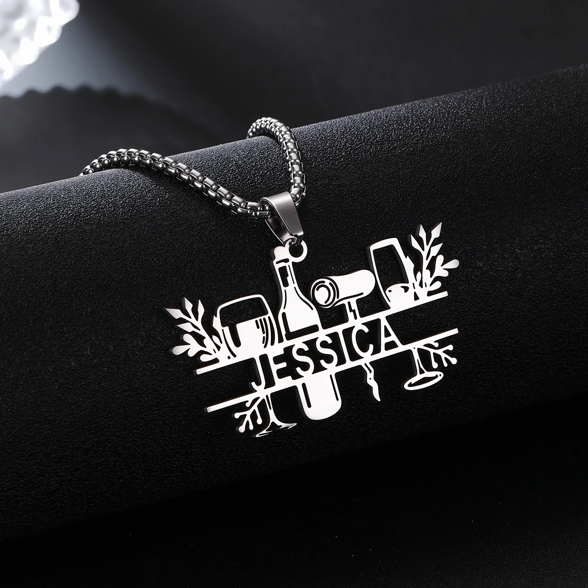 

Customized Name Necklace Personalized Pendant 5mm NK Chain Wine Style Custom Nameplate Necklaces Jewelry for Men Birthday Gift