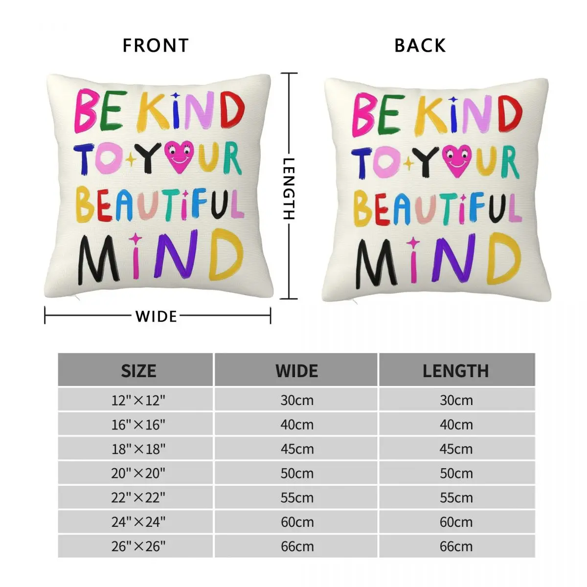Be Kind To Your Beautiful Mind Pillowcase Polyester Linen Velvet Printed Zip Decor Pillow Case Home Cushion Cover