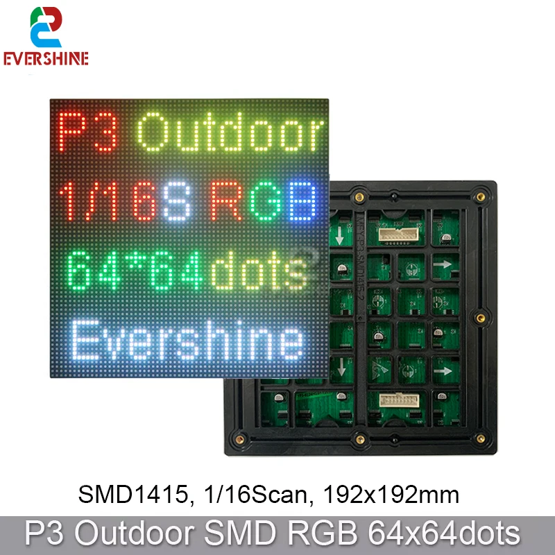 High Definition SMD1415 P3 64x64 Dots Outdoor RGB Full Color 192x192mm LED Panel Module Advertising Display Screen