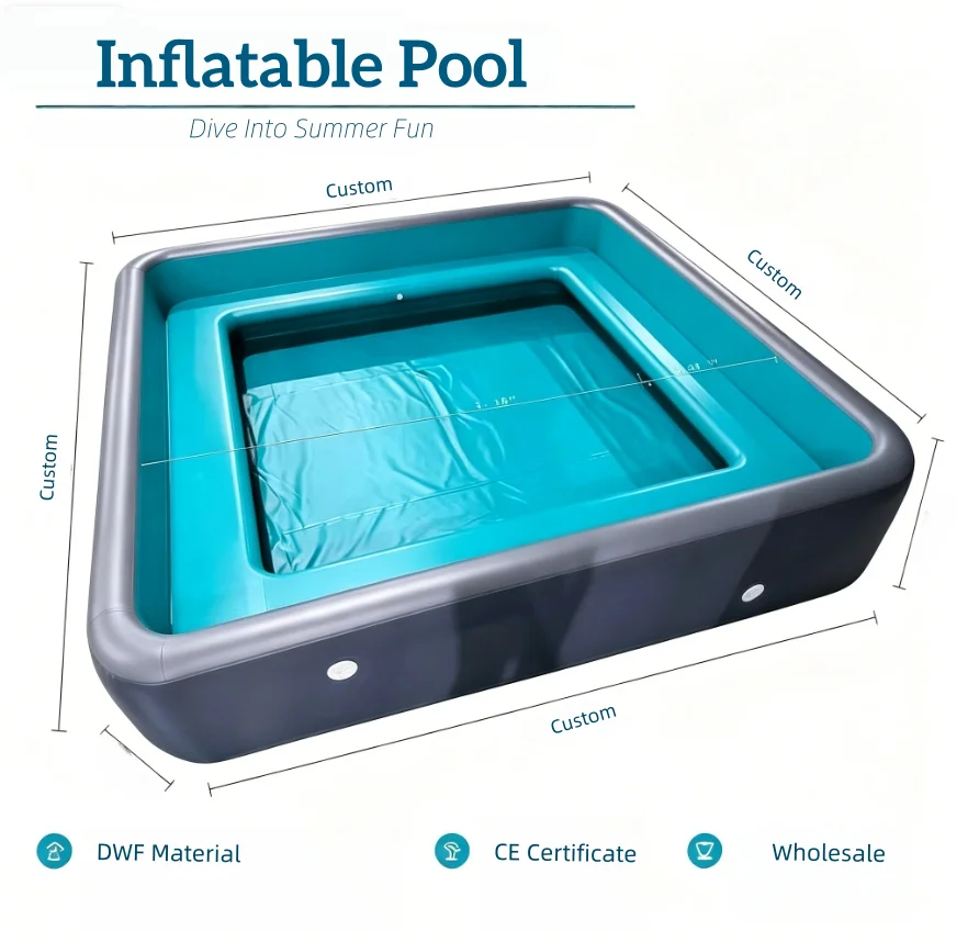 CE Outdoor Commercial Custom Square Rigid Drop Stitch Inflatable Swimming Pool Portable DWF Water Pool for Rental Business