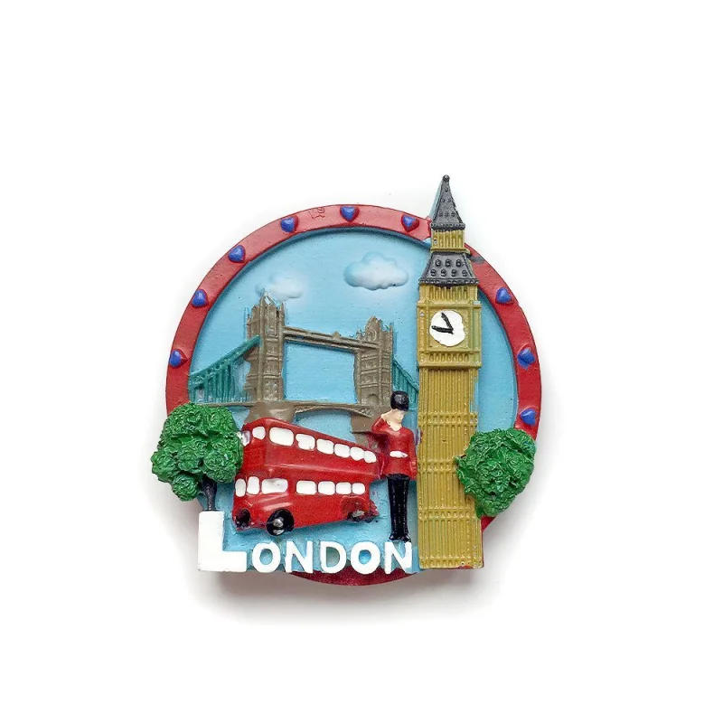 High-Quality Hand-Painted London Bridge, Big Ben, Double-Decker Bus, Royal Soldier Magnetic Refrigerator Magnets from London, UK