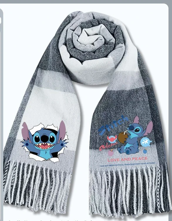 2024 New Disney Stitch Cartoon Scarf for Autumn and Winter Warmth Stitch Comfortable Warm Neck Thickened Couple Valentine Gifts