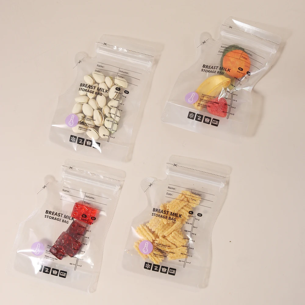 60er-Pack temperaturempfindliche Aufbewahrungsbeutel für Muttermilch – PE in Lebensmittelqualität, transparent mit Messlinien, Einweg- und Auslaufsicher – Detail 6