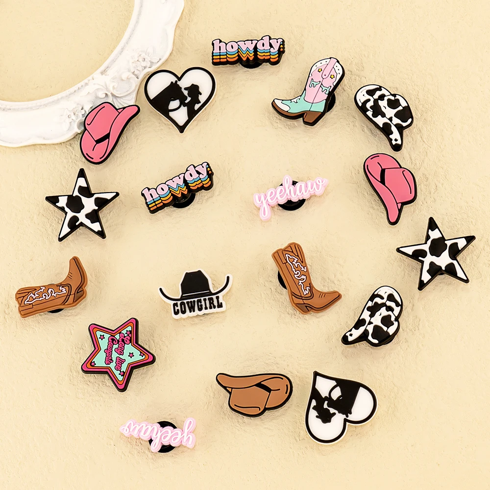 1 stücke PVC Western-Stil Cowboy Cowgirl Stil Schuh Charms für Frauen Männer Schuh zubehör Dekorationen Pins für Clog Schnalle Geschenke – Detail 2