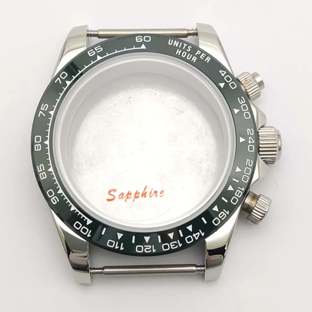 حافظة كوارتز 40 ملم للرجال VK63 VK64 حركة حافظة من الفولاذ المقاوم للصدأ استبدال حافظة كريستال الياقوت