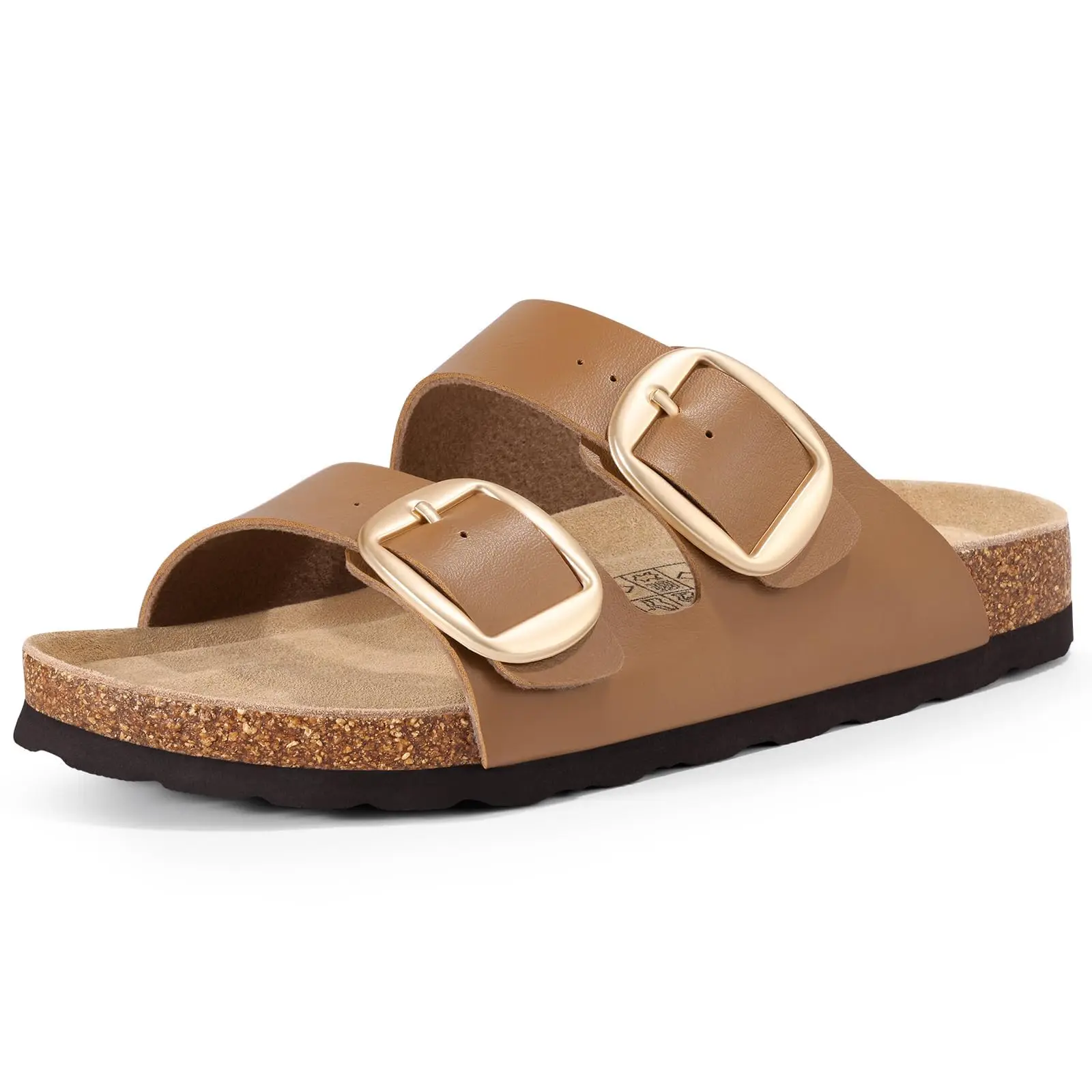 Kidmi Women's Flat Sandals With Cork Footbed And Adjustable Straps_voghion.com