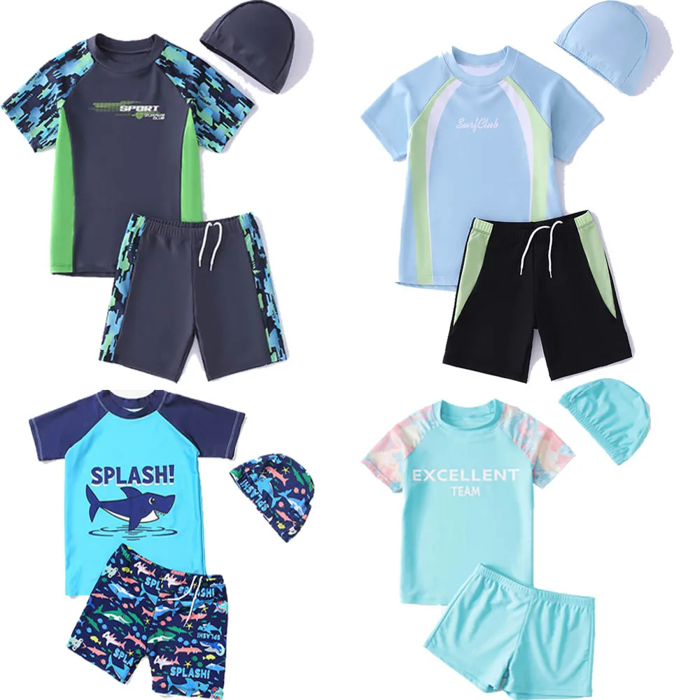 Cute Cartoon Boys Swimsuit Set 10 Kids summer swimwear