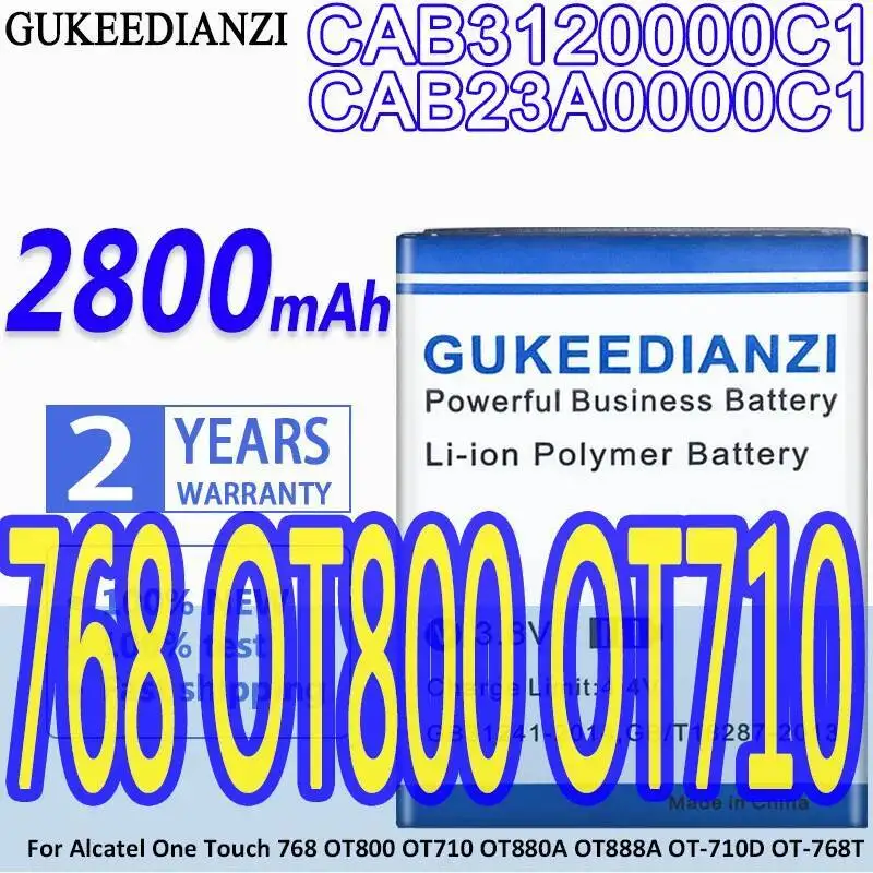 

Аккумулятор мобильного телефона CAB3120000C1 CAB23A0000C1 2800 мАч для Alcatel One Touch 768 OT800 OT710 OT880A OT888A OT-710D OT-768T