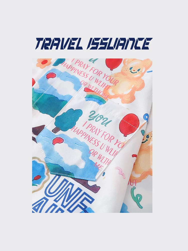Travel Issuance Fun Graffiti Cartoon Long Sleeve Shirt Loose Fit Unisex Balloon Print Clothing Item for Men And Women