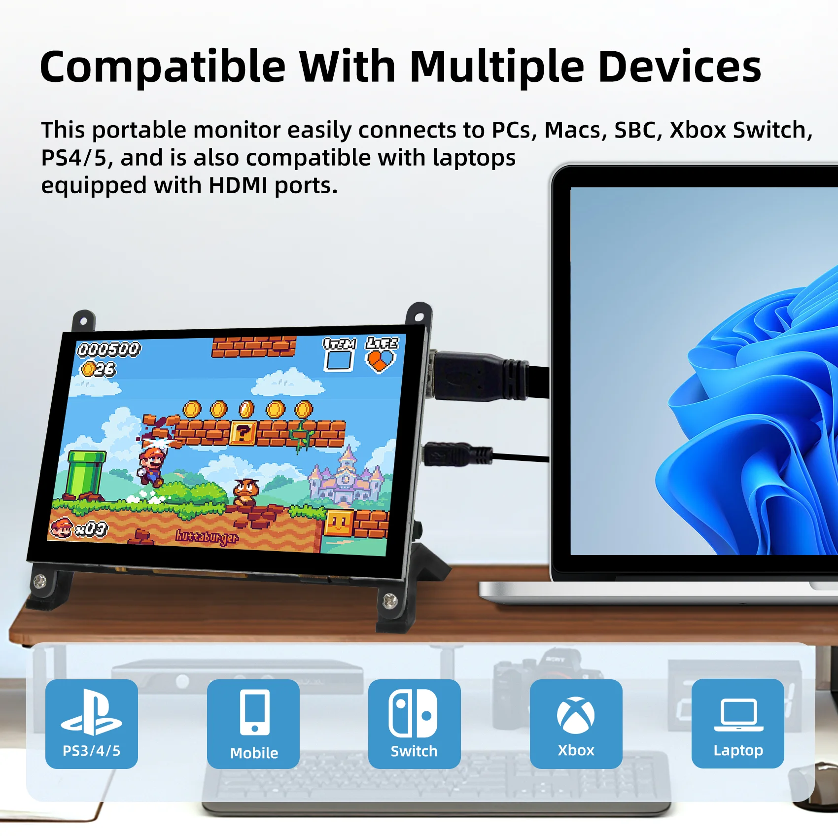 شاشة iPistBit 5 بوصة Raspberry Pi شاشة تعمل باللمس 1024*600 HDMI IPS شاشة سعوية لـ Raspberry Pi 5 4 3 2 بدون سائق
