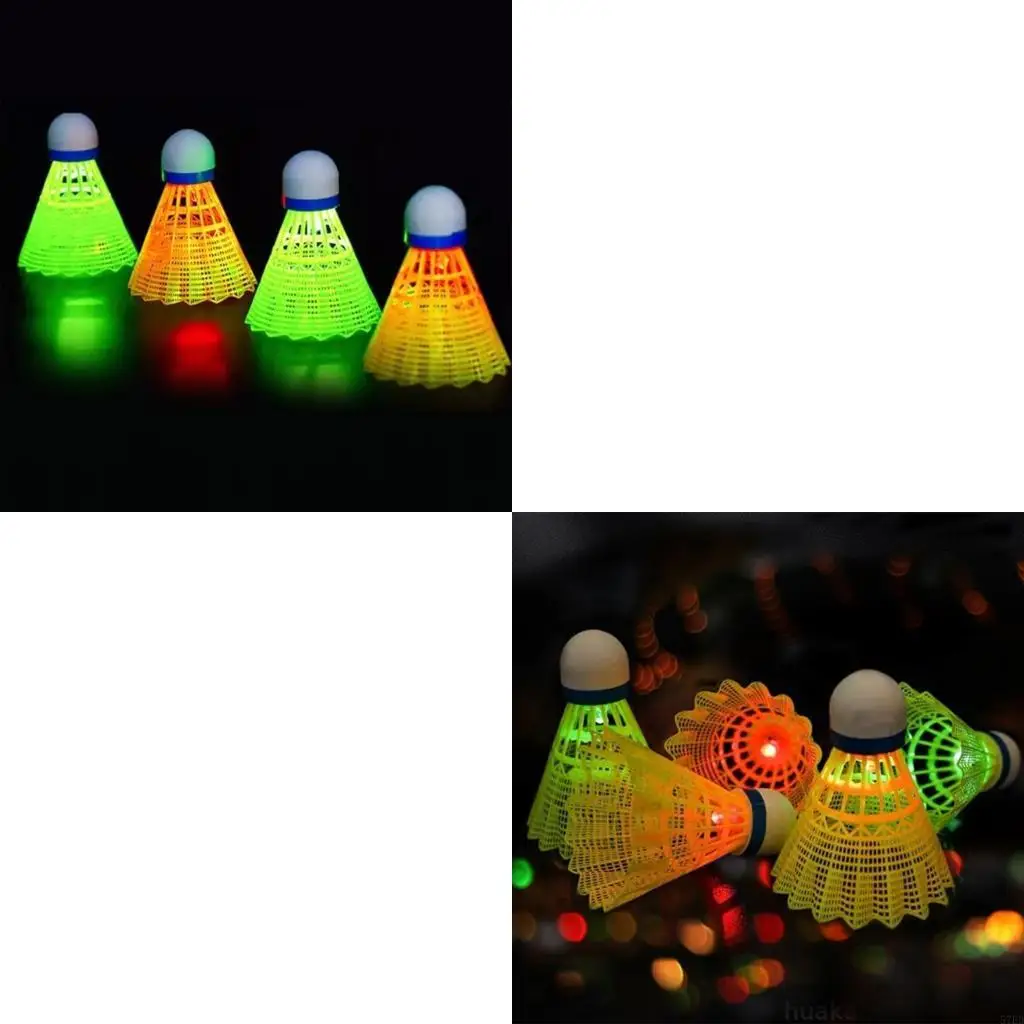4pcs Nylon LED LED الريشة مكوتيكوكس تنس الريشة الداخلية في الهواء