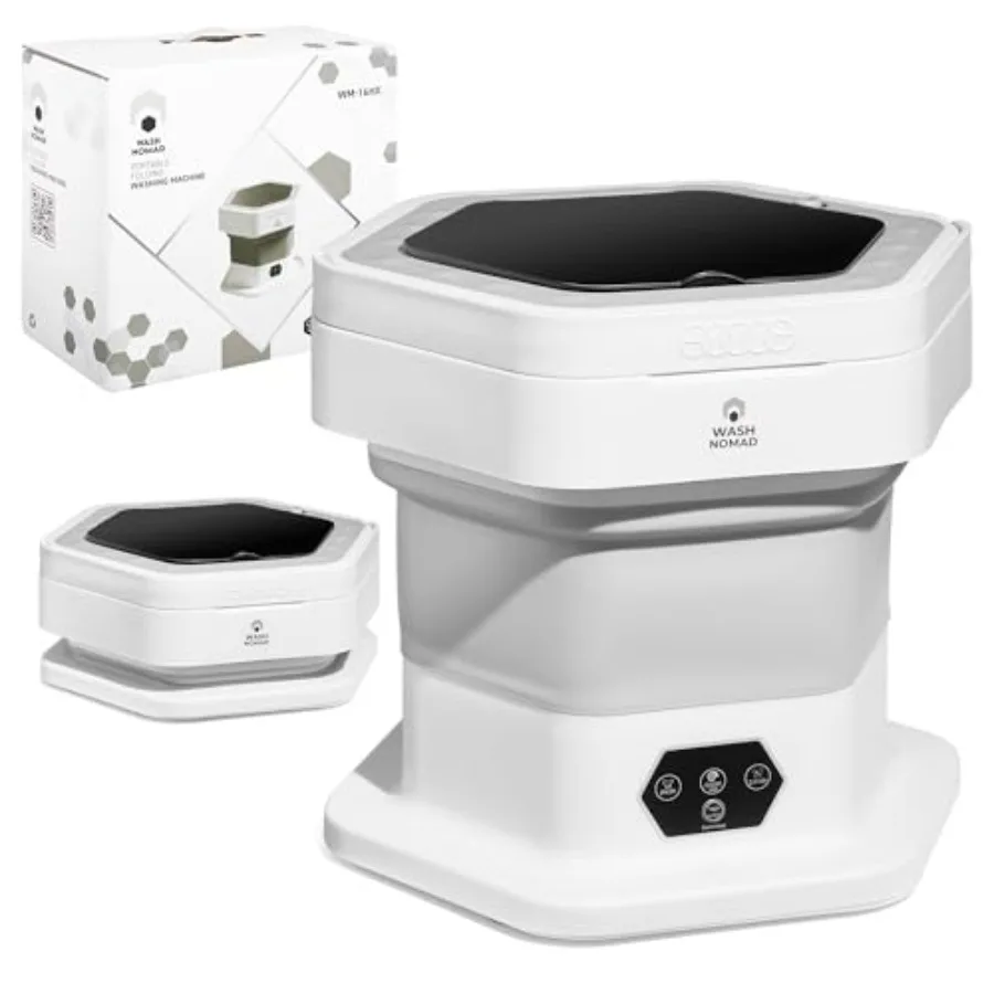 

Портативная складная стиральная машина на 12 л для детской одежды, нижнего белья и деликатных вещей - тихая, компактная стиральная машина белого цвета