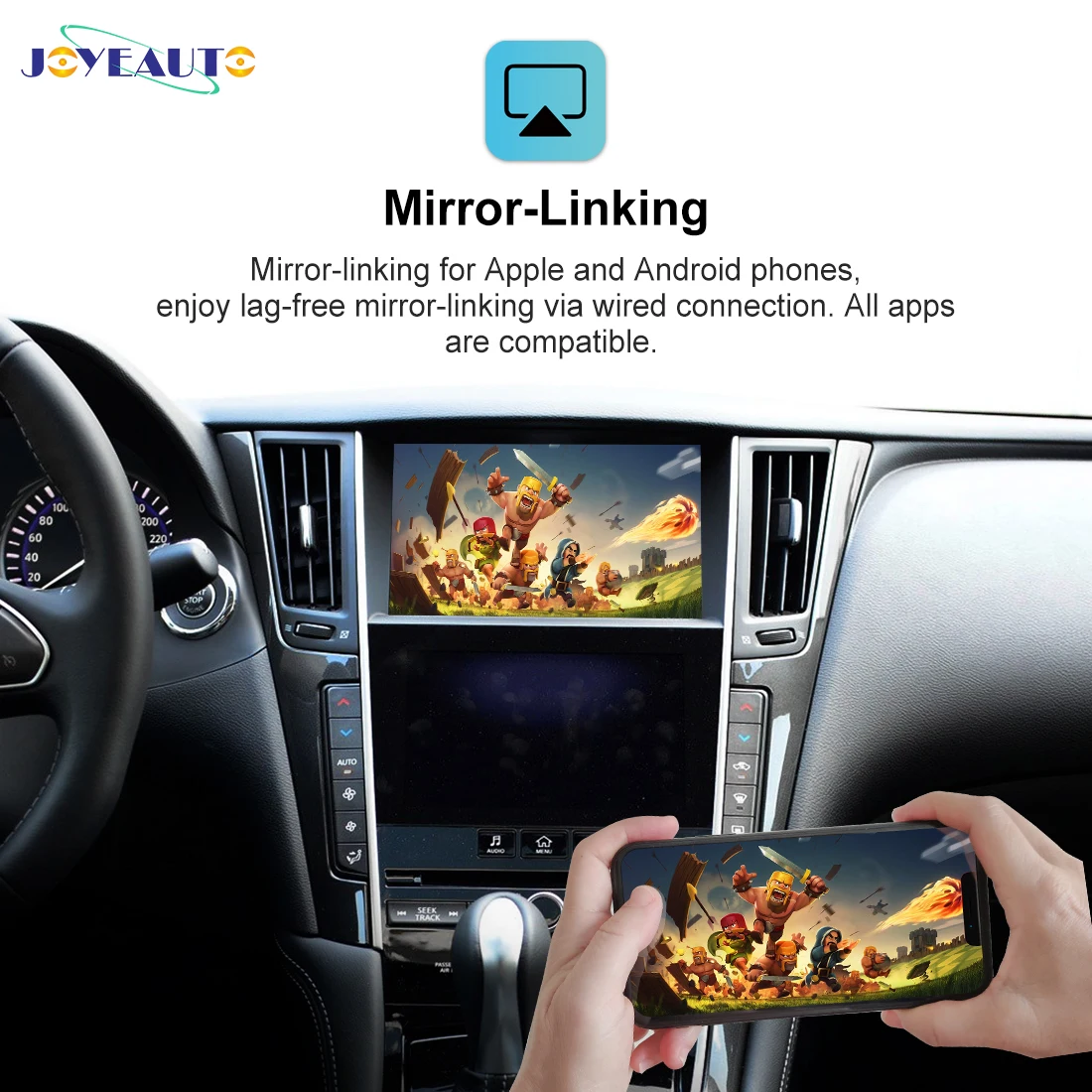 JoyeAuto Wireless Apple CarPlay per Infiniti doppio schermo 2013-2015 Q50 Q60 Q50L Android Auto Mirror-Link Car Play Airplay Box