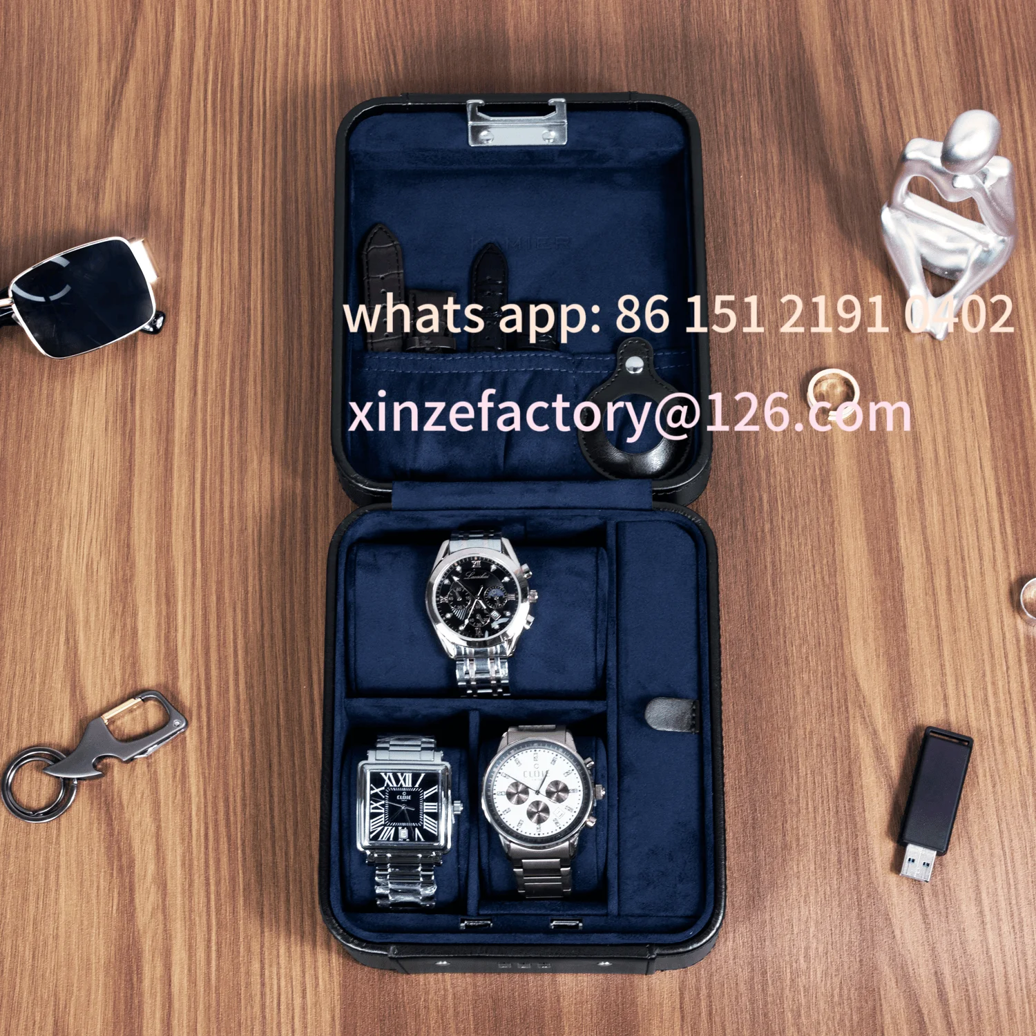 

Customizable Storage Box PU Leather Portable Organizer with Lock Multi Watch Box Jewelry Case Gift