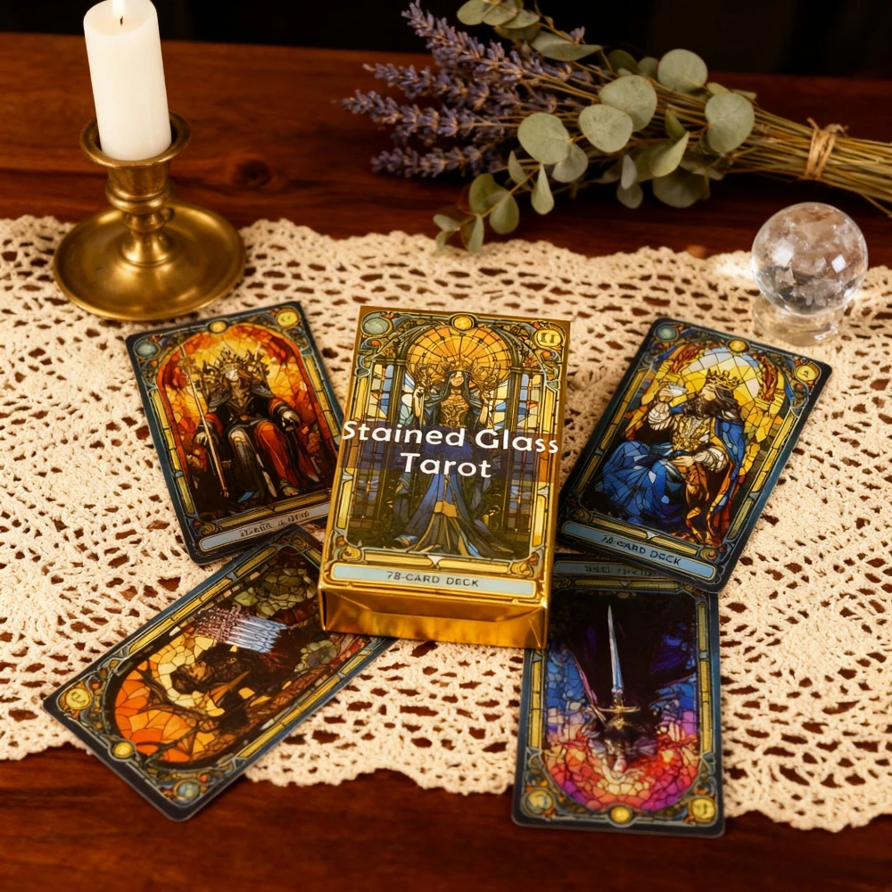 

Витражи Таро 78, красочные стеклянные ветровые карты, загадочный инструмент для гадания