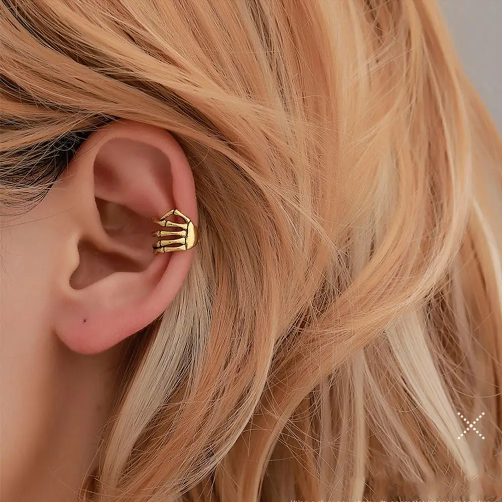 

Copper Skull Hand Clip Earring Korean Style Fake Cartilage Earring Spine Ear Cuffs Jewelry Accessories No Piercing