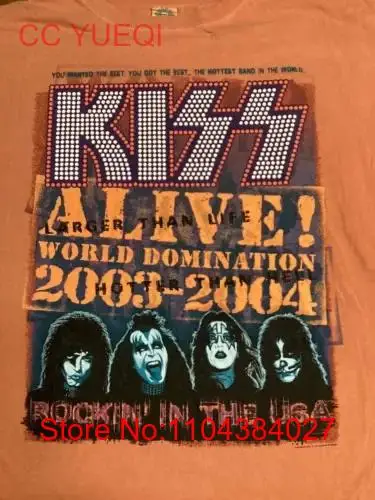 Винтажная футболка KISS Tour, размер XL, World Domination 2003, 2004, длинные или короткие рукава Gene Simmons