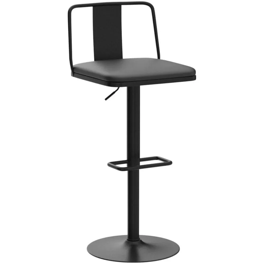 Modern design metal rotating bar stool 2-piece set, expanded PU leather seats with metal backrest, free shipping