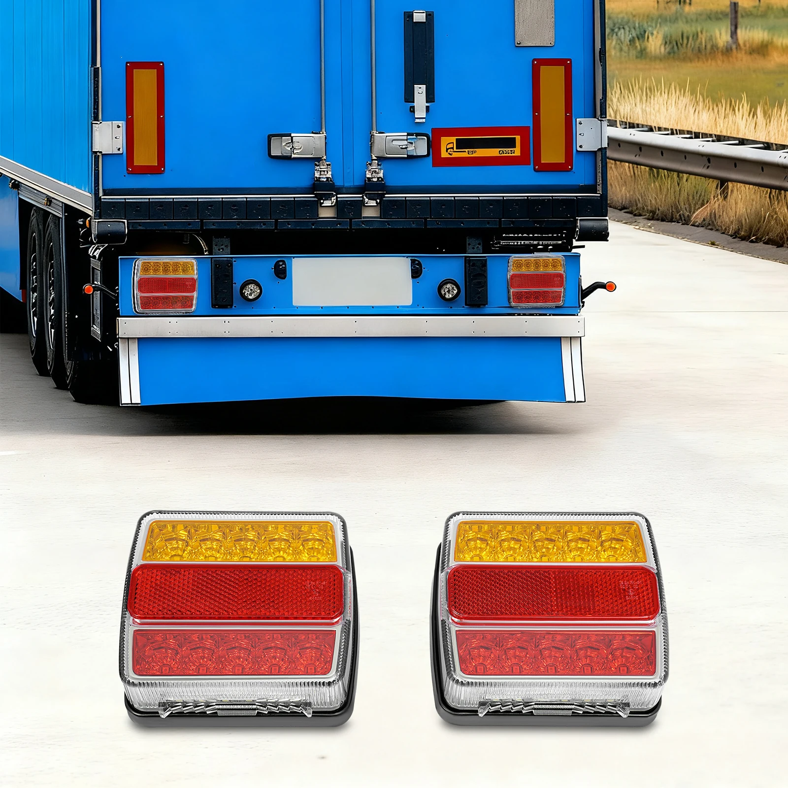 Ensemble de feux arrière de remorque LED, 12 V, avec prise à 7 broches, kit de feux arrière pour camions, remorques de moins de tracteurs 80''