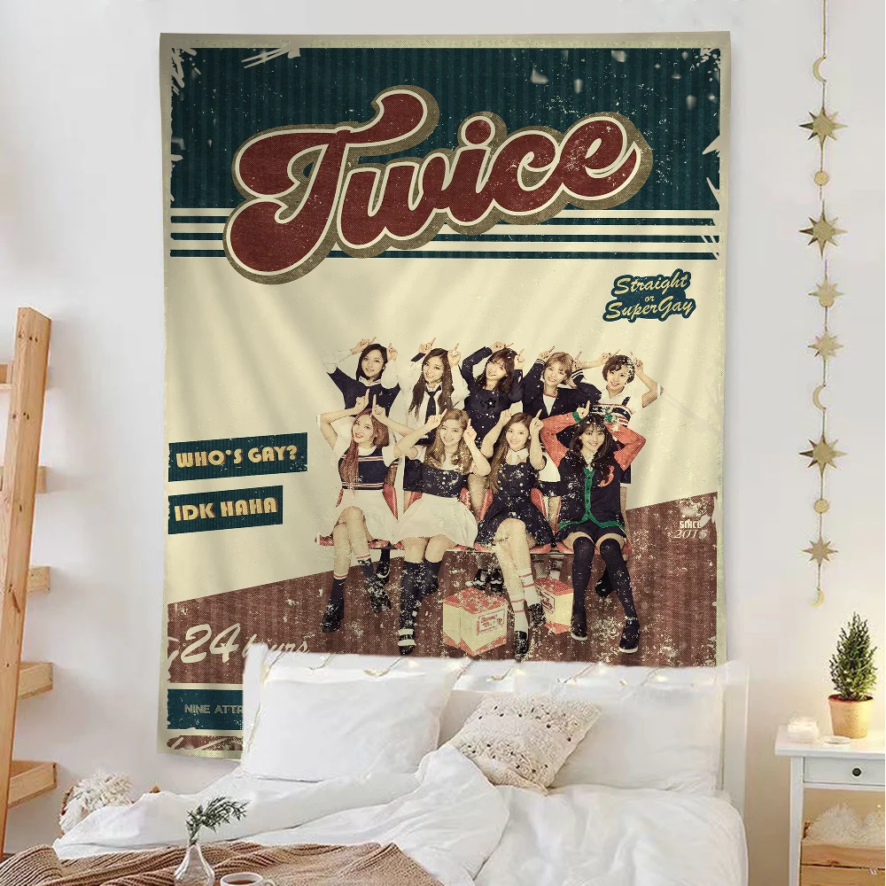 Kpop Group Twice Chart Tapestry Art Science Fiction Room Home Decor Cheap Hippie Wall Hanging