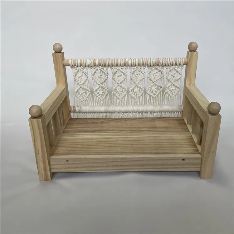 Houten Baby Kwastjes Bed Voor Pasgeboren Fotografie Rekwisieten Poseren Fotografie Ornamenten Rekwisieten Baby Shoot Fotoaccessoires