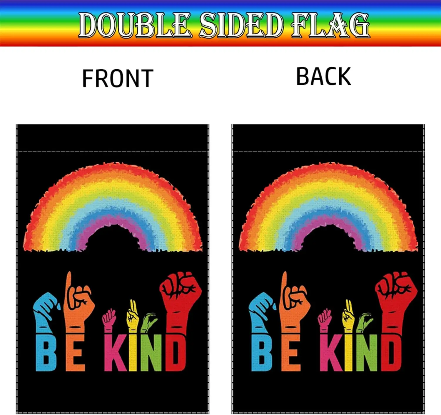 Rainbow Pride Garden Flag Be Kind Small Flags for Outside, 12x18 Inch LGBTQ Parade Gay Pride Lesbian Transgender Bisexual Do MMZ - view 4