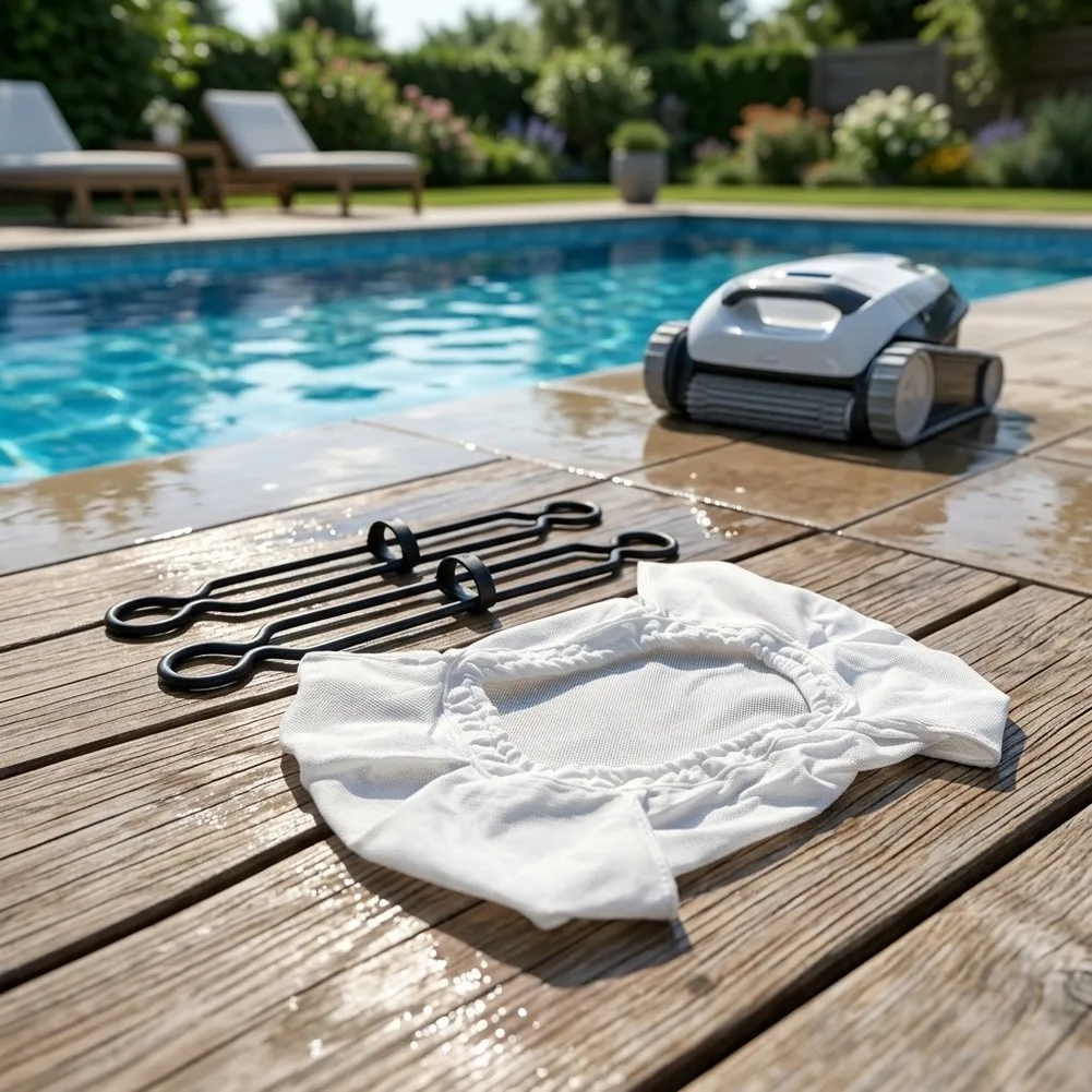 Filter Bag and Clip Set Designed for Dolphin and Robotic Pool Cleaners Compatible with 99954307 R1 and 9981430 R2