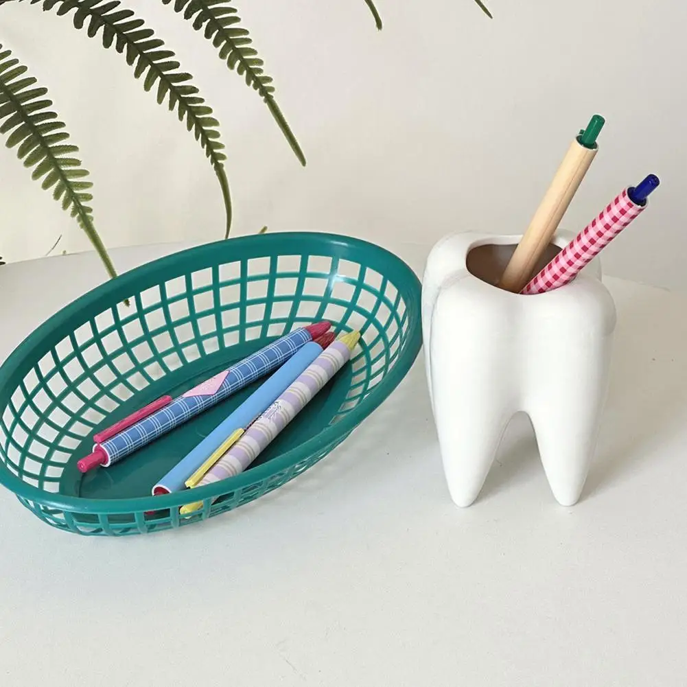 Creative Funny Tooth Shaped Ceramic Pen Holder Toothbrush Desk Organizer Office Home Tabletop Decoration Gift