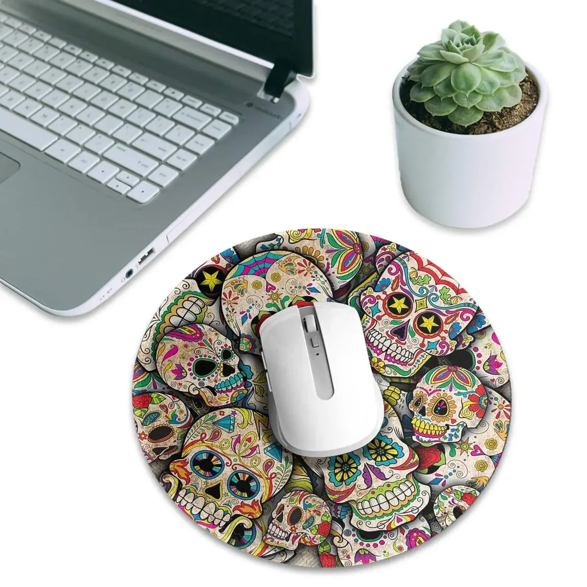 Sugar Skull Collage Round Mouse Pad Computer Keyboard Mouse Mat Gamer PC Desk Mat Office Table Mats